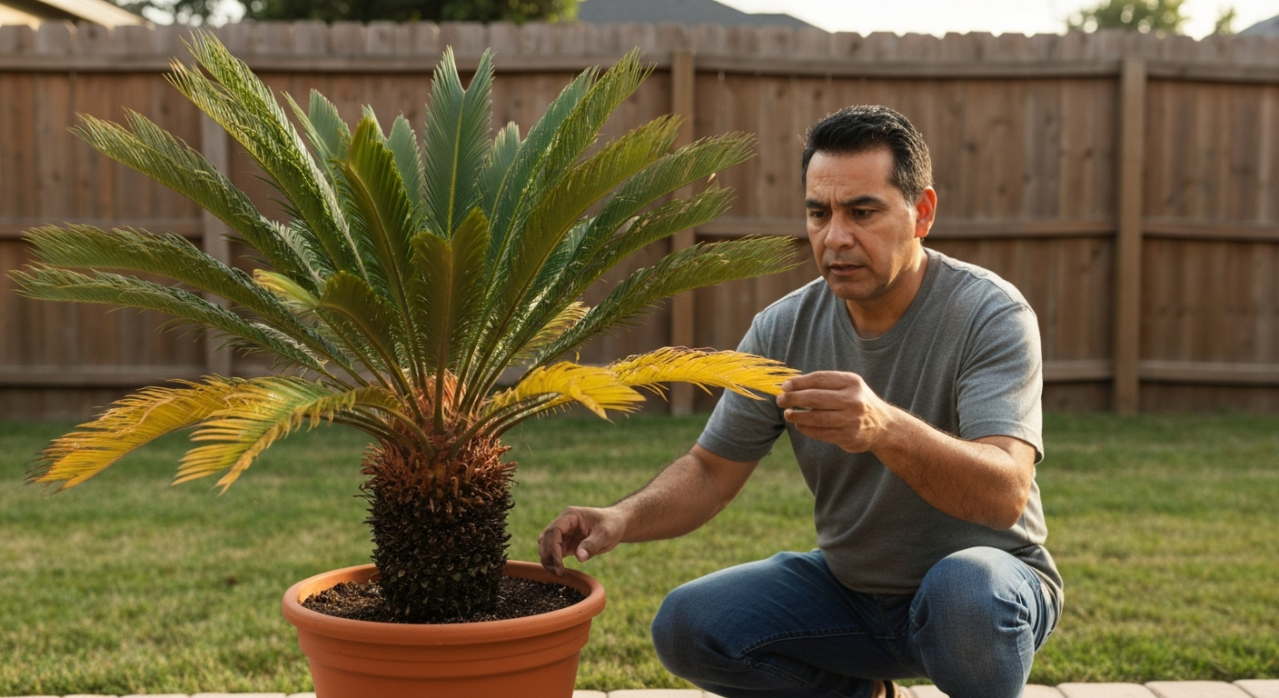 Why is my sago palm turning yellow?